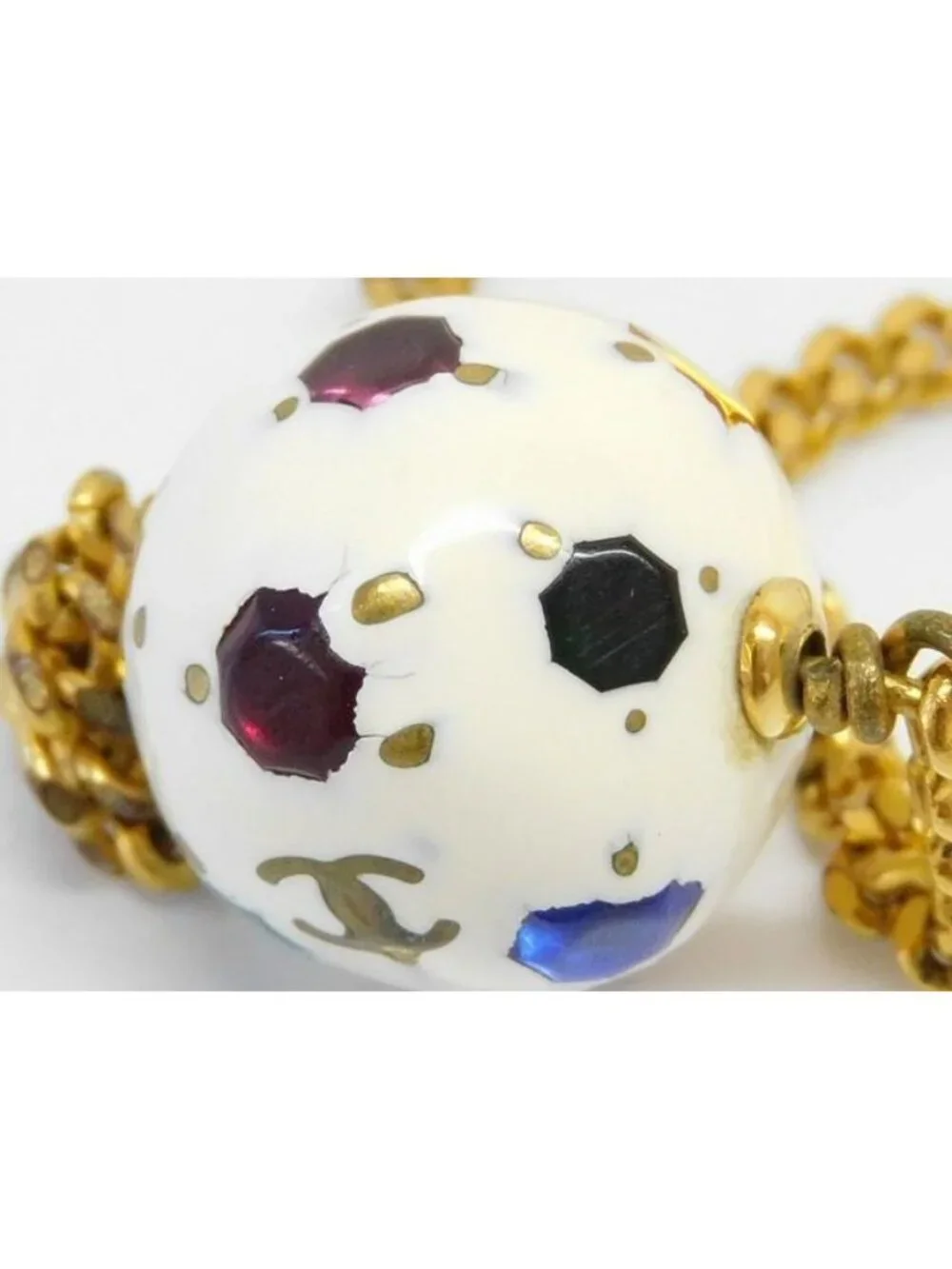 Chanel Soccer Ball Multi Stone CC Logo Bracelet Gold